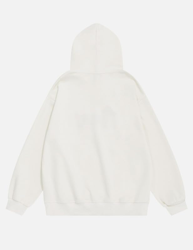 Aelfric Eden Hoodie Herren Oversize Kapuzenpullover Langarm Sweatshirt Y2K Hoody mit Kapuze Basic Kapuzen Pullover Vintage Hooded mit Muster Unisex Sport Oberteile Streetwear Weiß, M