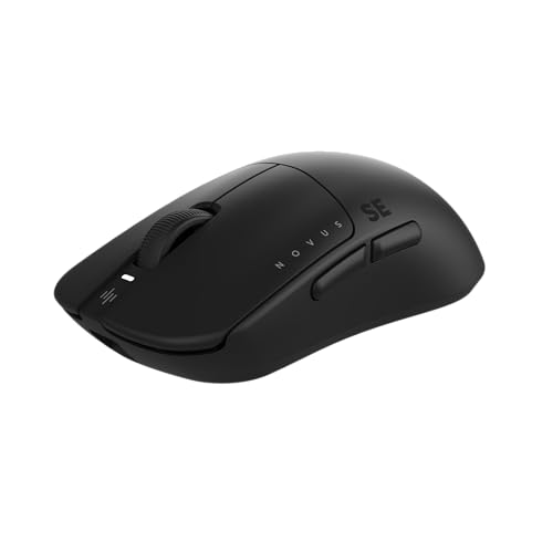 Dark Project Novus SE Wireless Gaming-Maus | Ultra-Leicht 48g | PixArt PAW3395 | 26K DPI | 1K Hz Abtastrate | 6 Programmierbare Tasten | bis zu 40 Stunden Akkulaufzeit | Schwarz