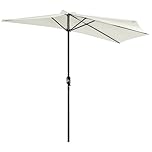 Outsunny 2.7m Garden Half Parasol, Outdoor Balcony Umbrella with 5 Steel Ribs, Patio Sun Shade, Cream White