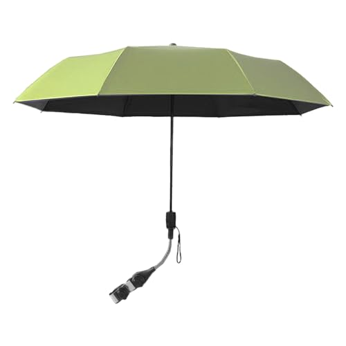 BFYDOAA Outdoor Chair Parasols 95cm Pram Umbrella with Clamp, Clip on Umbrella 3 Fold Beach Shade for Strollers,Wheelchairs,Golf Carts - Adjustable Angle Height(Green)