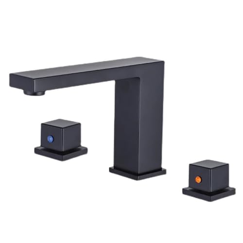 Mitigeur de lavabo 3 trous noir MOCHAMIK robinet salle de bain laiton fendu