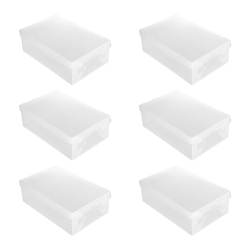 ELEOUTI Caja para Zapatos Grande 33x20x12 Cm Color, Set 6 Unidades Apilables, Transparente y Anti Polvo, Organizador Plástico para Hogar, Armario y Almacenamiento de Calzado