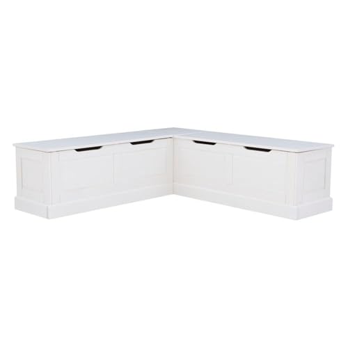 Riverbay Furniture Backless Wood Corner Kitchen Breakfast Nook Bench, with Hidden Storage, in White (Bench Only)