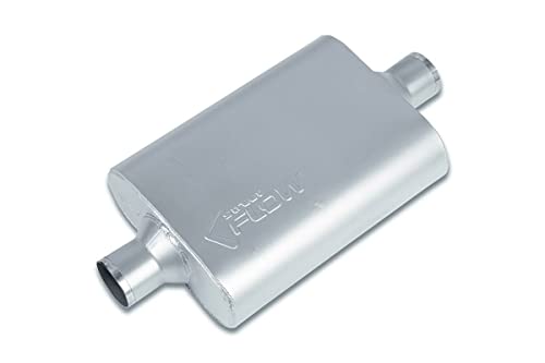 Street Flow - SF42540 2 Chamber 4"x9.5" Oval Body Muffler - 2.5" Center In / 2.5" Center Out