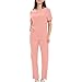 Scrubs for Women Set Classic Solid Color Sets Stretch V Neck Short Sleeve Scrub Tops Elastic Waist Pants with Pockets