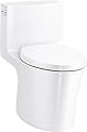 KOHLER Veil One-Piece Skirted Toilet, Dual Flush, Elongated Bowl, Skirted Trapway, White, Slow Close Seat, Seat Included, K-1381-0