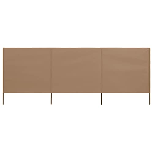Ziaphsol Brise-vent pliable en 3 parties, 400 x 160 cm, taupe, en tissu non tissé, brise-vue robuste pour terrasse, jardin et camping, avec piquets en bois