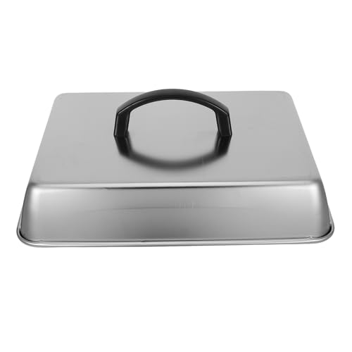 COOLHIYA Coperchio per fusione di formaggio: coperchio rettangolare in acciaio inossidabile per fusione di formaggio con maniglia resistente al calore per piastra superiore piatta da esterno