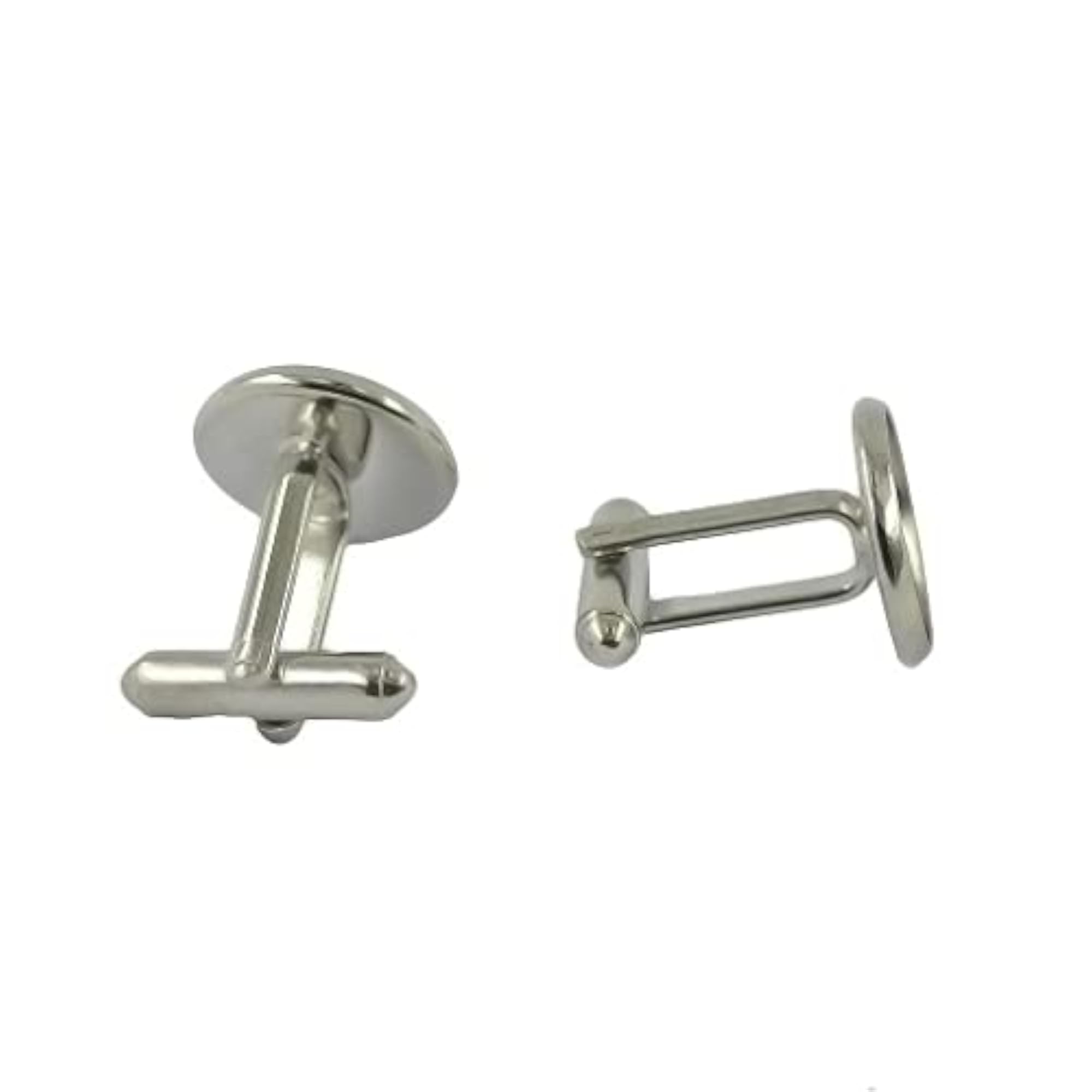 Round Blank Bezel Setting Base Cuff Links DIY Silver