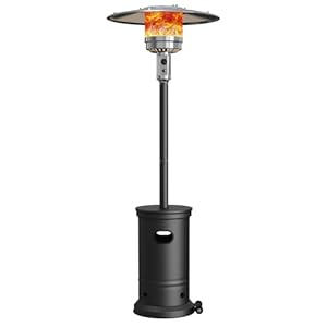 Patio Heater 48000 BTU For Outdoor Use With Wheels, 3 Setting Portable Outdoor Heater Use With Round Table Design, Backyard Propane Heater Patio Heater 48000 BTU For Outdoor Use With Wheels 3 Setting Portable Outdoor Heater Use With Round Table Design Backyard Propane Heater