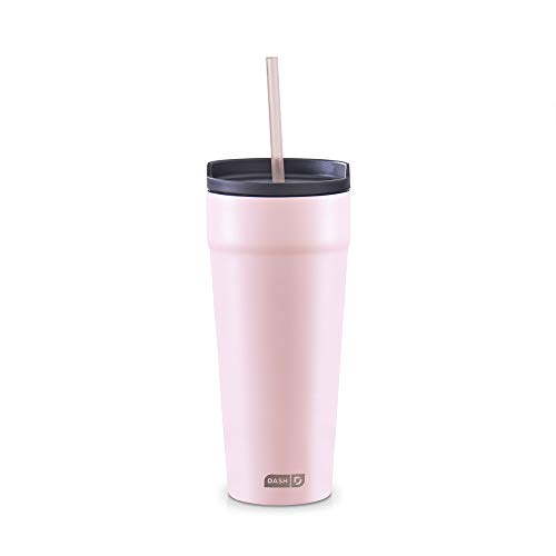 Image of DASH 20oz Tumbler with Spill-Proof Lid and Straw, Stainless Steel Vacuum Insulated Coffee Tumbler Cup, Double Wall Powder Coated Travel Mug - Rose