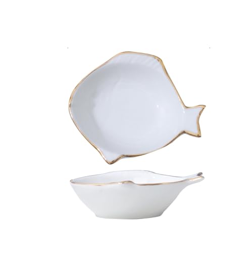 Yvxotrxnk Juego de platos pequeños de cerámica con bordes dorados, salsa y cuenco para salsa para olla caliente, sushi, encurtidos, elegantes platos para cenar en casa y temporadas (As Shown 15)