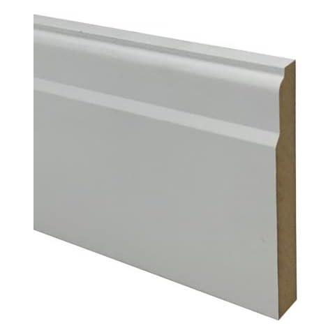 Lambs Tongue White Primed MDF Skirting Board in Various Pack Sizes (120mm x 2.7m) (4) Cover