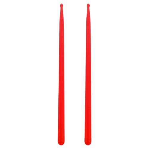 Baquetas de plástico Beavorty para batería, par, mango antideslizante, ligero, color rojo, para práctica y actuación miniatura 1