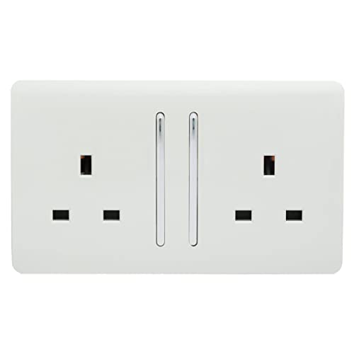 Trendi Switch Art-skt213LWH - Enchufe eléctrico con Interruptor Largo (2 Unidades, 13 amperios), Color Blanco Brillante Cover