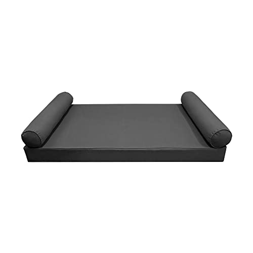 Prolinemax Style 5 - Mattress & Pillow Bolster for Outdoor Indoor Daybed Porch Swing Bed Piped Trim Crib Size AD003 | Covers ONLY |