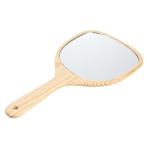 Ipetboom Retro Wooden Handle Mirror Vintage Handheld Makeup Mirror for Women Girls Wall Mountable