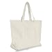 DALIX 22" Large Cotton Canvas Zippered Shopping Tote Grocery Bag in Natural