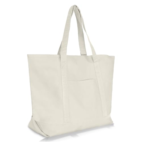 22" Heavy Duty Cotton Canvas Tote Bag (Zippered)