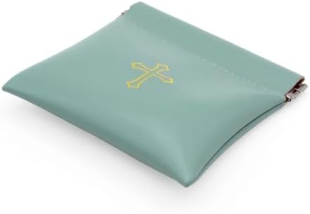 Miniatura 2 de Bolsa de rosario con tapa de espuma de mar de cuero sintético verde con impresión cruzada