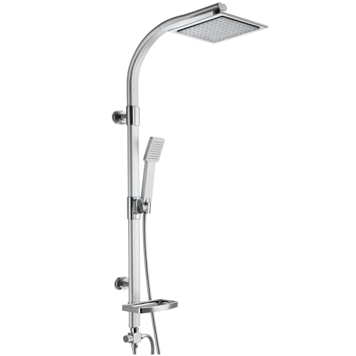 tectake® Colonne de douche 49 x 20 x 110 cm, Colonne salle de bain en Aluminium, Tete de douche et Douchette, Anti calcaire, Pommeau...