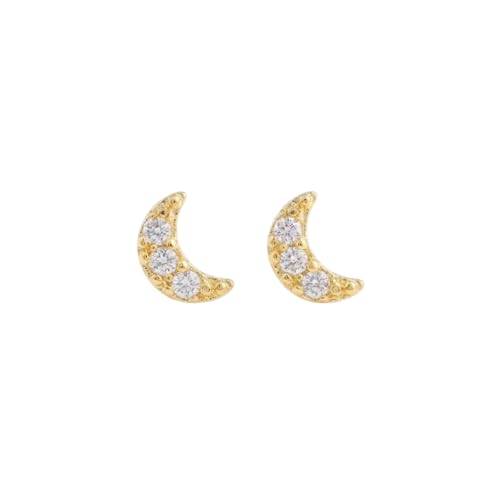 UELSTA Sparkling Rhinestone Crescent Moon Stud Earrings �X�p�[�N�����O �N���Z���g���[�� �s�A�X �O���� �� K14GP 14���R�[�e�B���O �����A�����M�[�Ή� �W���R�j�A �ɏ� 3mm ���f�B�[�X 