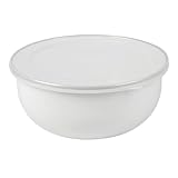 Garcia de Pou 6 Schalen mit Deckel ’Enamelware’, 1000 ml, Ø 18 x 7,3 cm, Weiß, emailliertes Eisen