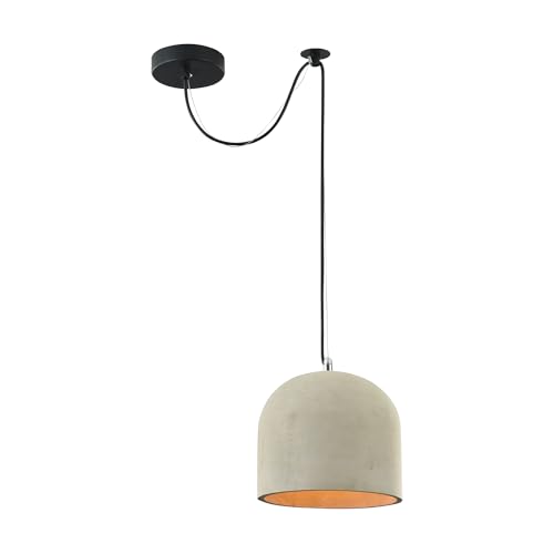 Design Lampada pendente a sospensione stile moderno loft industriale,paralume in cemento colore grigio, base in metallo nero, filo lungo nero altezza regolabile 1 lampadina E27 40 W 220-240 V non incl