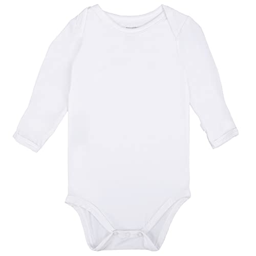 GUISBY Bodysuit for Baby Girl,Soft Rayon of Bamboo Long Sleeve Jumpsuit for Baby Boy White 6-12 Months