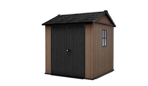 Keter Caseta de jardín Newton 757/775, Efecto Madera Natural, Puertas y Ventanas orientables, marrón, 4 m², 223,8 x 230 x 246 cm