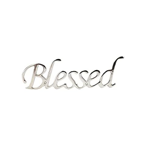 Purestory Metal Wall Decor Letter Signs Wall Art Hanging Word Cutout Decoration for Home.Hanging Wall Art for Home, Office, Living Room Decor Plaque Wall Decor Farmhouse - Blessed - Silver Cover