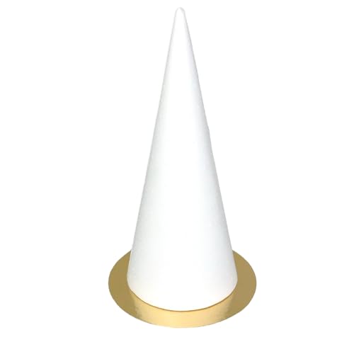 lEALOO Cone en polystyrène plein, Hauteur 40 cm, Présentoir à macarons, Diamètre de base 18 cm, Styro blanc