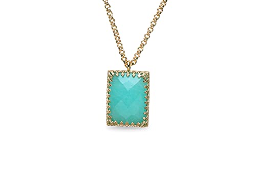 Collier d'Amazonite en Or pour femme évitant les allergies cutanées