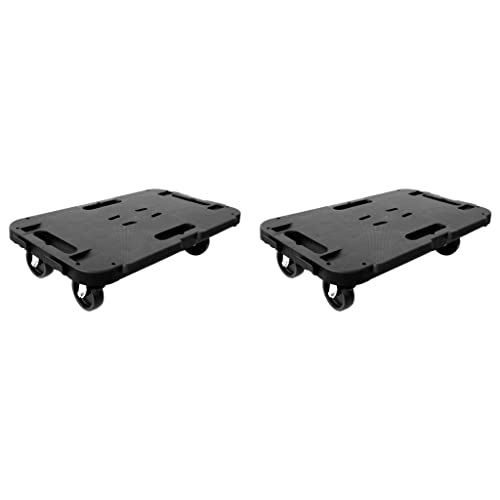 vidaXL Dolly Trolley 2 Pcs, Furniture Mover Dolly with Wheels, Roller Board for Moving Heavy Furniture, Plant Trolley, Black Polypropylene 661.4 lb