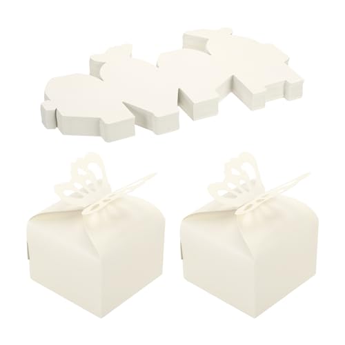 PATIKIL Cajas De Detalles De 6cm x 6cm x 5.5cm 60 Piezas Cajas De Regalo Con Mariposas Para Fiestas De Dulces Boda Día De La Madre Pascua Navidad Graduación Celebración Crema Fantasía