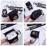Miniatura 5 de Funda de carga compatible con Airpods 2 y 1, bonita funda protectora de dibujos animados con cordones de seguridad, llavero y figura de superhéroe