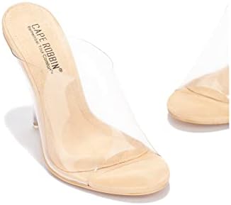Cape Robbin Allure Sexy Clear Stiletto High Heels for Women, Round Toe Transparent Shoes Heels - Nude Size 10 | Image 3