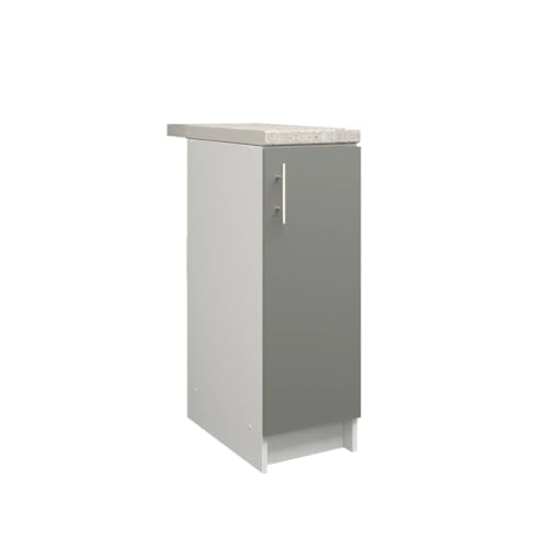 JD Greta Fixed Height 300mm Kitchen Base Cabinet Floor Unit with 38mm Worktop – Grey Matt