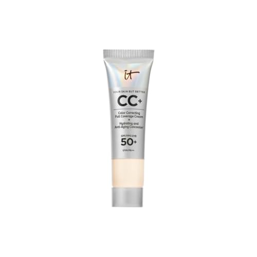 IT Cosmetics CC+ Crème, Fond de Teint Haute Couvrance SPF 50, Correcteur de Teint & Sérum Anti-Âge, Formulé avec Niacinamide & Acide Hyaluronique, Fini Naturel, Pour Tous Types de Peau, 12 ml, Fair