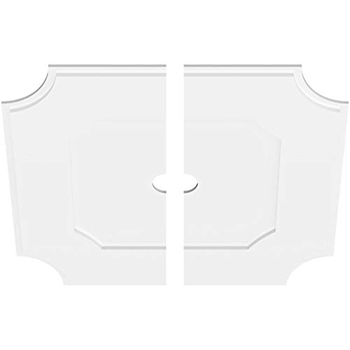 Image of Ekena Millwork CMP34LE2-03000 Locke Architectural Grade PVC Contemporary, Two Piece Urethane Ceiling Medallions 34 inchOD x 3 inchID x 20 1 /4 inchC x 1 inchP
