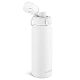 GOPPUS 20 Oz Insulated Stainless Steel Water Bottle BPA-Free Sports Water Bottle, Great for Travel, with Chug Lid - Leak & Sweat Proof with Anti-Dust Lid(White)
