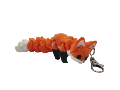 3D Printed Fox Keychain – Orange Fox with Clip – Cute Animal Key Ring - Made in USA