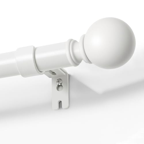 Joydeco White Curtain Rods for Windows 32 to 120 inches, 1 inch Diameter Heavy Duty Adjustable Curtain Rods for Bedroom, Sliding Glass Doors, Outdoor, Patio
