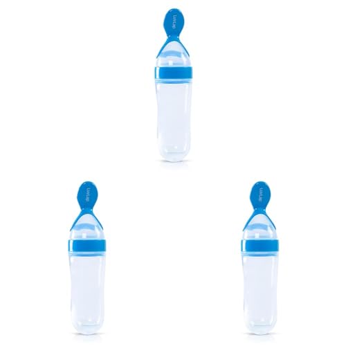 Image of LuvLap Feeding Spoon with Squeezy Food Grade Silicone Feeder Bottle, for Infant Baby, 90ml, BPA Free (Pack of 3)