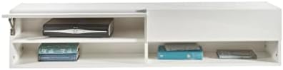 MMT Furniture Designs Ltd TS013 Floating Timber TV cabinet, 1400mm Wide, Gloss doors, for up to 55" screens (White)