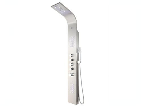 SHOWER DESIGN Vente-Unique - Colonne de Douche hydromassante thermostatique à LEDs Felicita - 20 * 165cm - Argent