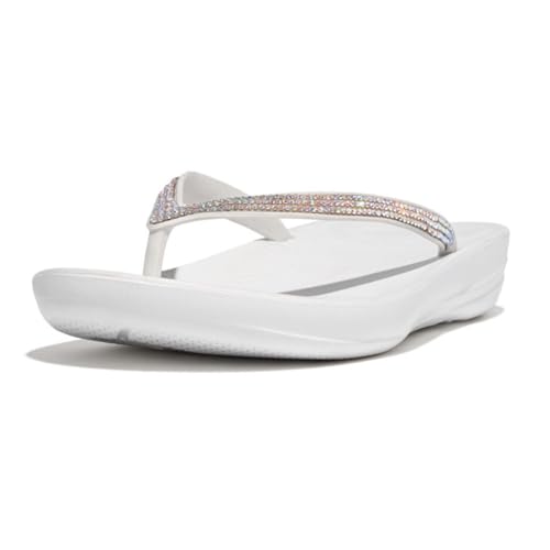 Image of FitFlop Womens iQushion Sparkle Ergonomic Flip Flops for Walking, Lightweight Waterproof Cushioned Thong Sandals for Women with Non Slip Bottom and Arch Support | Lightweight Waterproof Walking Sandals w /Cushioned Comfort & Arch Support