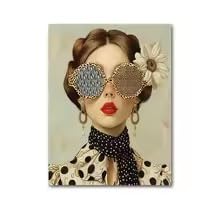 Motyl z portretem dziewczynki, plakat i nadruki, skandynawska moda, okulary, kobiety, kwiaty, sztuka ścienna, obraz ścienny na płótnie (20 x 30 cm/rama wewnętrzna)