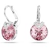 Swarovski Bella V drop earrings, Round cut, Pink, Rhodium finish