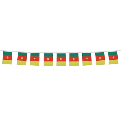 Image of AZ FLAG Cameroon 6 meters BUNTING Flag 20 flags 9'' x 6'' - Cameroonian STRING flags 15 x 21 cm